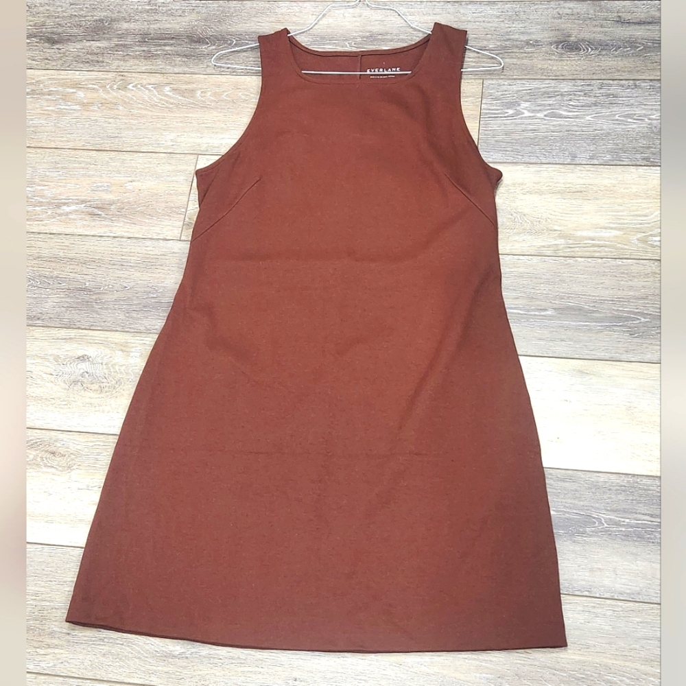 Everlane Brown 100% Cotton Shift Dress Size Large - Picture 1 of 7